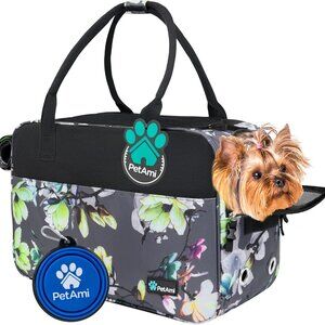 PETAMI Dog Purse Carrier for Small Dogs/Cats - Airline Approved - Floral Gray
